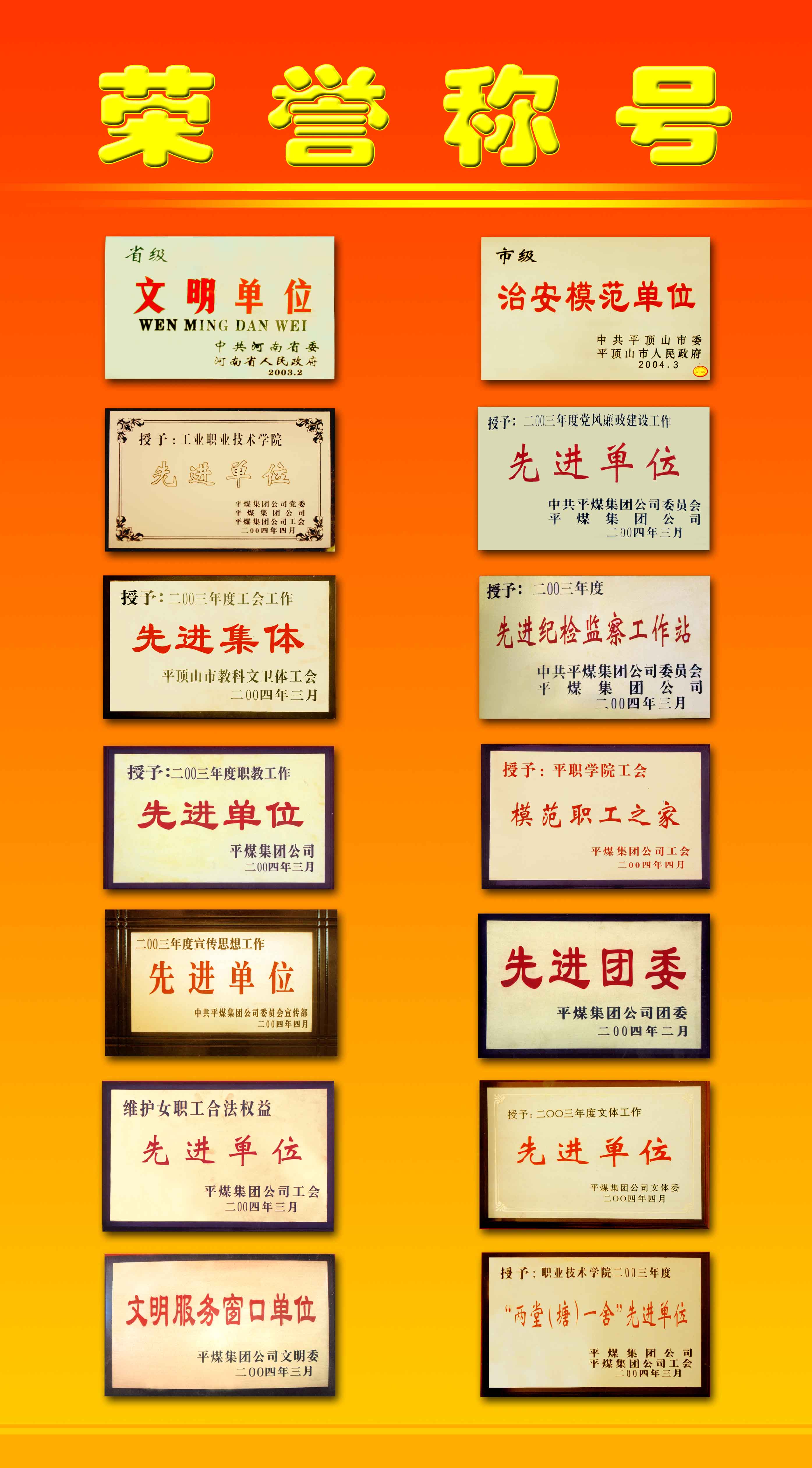 2003年度学院荣誉称号